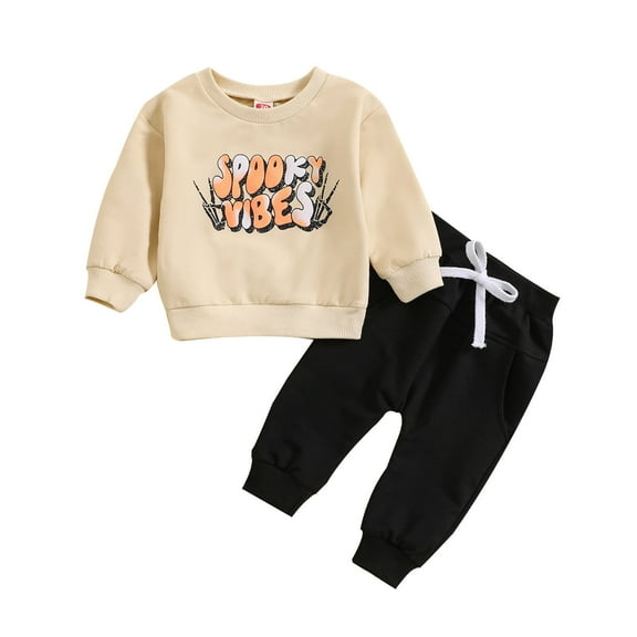 Gerichy Toddler Kids Baby Boy Fall Outfits 1T 2T 3T Letter Print Long Sleeve Tops Pants Winter Clothes Sets