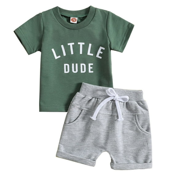 Gerichy Toddler Kids Baby Boys Girls Summer Letter Outfits 0 6 12 18 Months 1T 2T 3T Letter Print Boys Top Shorts 2 Piece Set Clothes Set Crewneck Letter Print Short Sleeved T Shirt Shorts Set