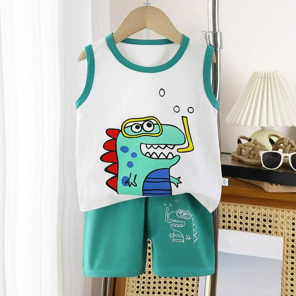 Gerichy Toddler Kids Boy Shorts Clothing Set 0 6 12 18 24 Months 2T 3T Toddler Baby Boys Summer Outfits Short Sleeve Cartoon Print T-Shirt Tops & Shorts Sets 2Pcs Cute Baby Boys Cotton Summer Clothes