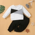thumbnail image 1 of Gerichy Toddler Kids Boy Shorts Clothing Set 0 6 12 18 24 Months 2T 3T Toddler Boys 2PCS Fall Outfits Long Sleeve Crew Neck Contrast Color Sweatshirt Top Elastic Waist Sweatpants Baby Boys Clothes, 1 of 6