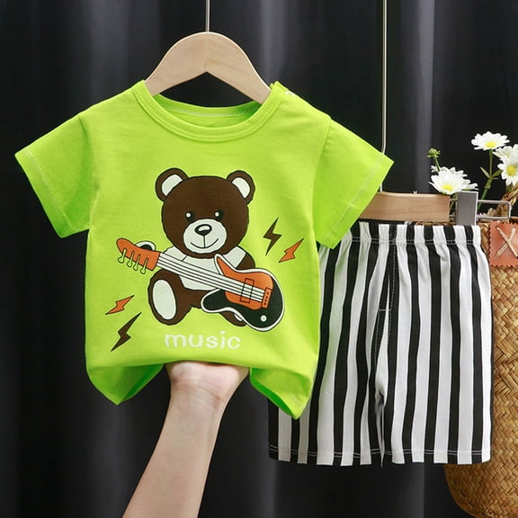 Gerichy Toddler Kids Boy Shorts Clothing Set 0 6 12 18 24 Months 2T 3T Toddler Boys 2pcs Outfits Set Short Sleeve Dinosaur Print Tops  Plaid Shorts Toddler Summer Clothe Cute Summer Print Set Boys