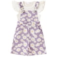 thumbnail image 1 of Gerichy Toddler Kids Girl Shorts Outfit 12 18 24 Months 2T 3T 4T 5T Solid Color Ribbed Short Sleeve T-Shirt with Daisy Print Overall Shorts 2 Pcs Summer Clothing, 1 of 5