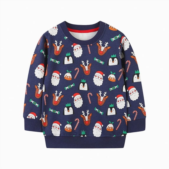 Gerichy Toddler Little Boy Christmas Sweatshirt Kid Xmas Santa Dinosaur Shirt Clothes Long Sleeve Tee Top 1T-7T