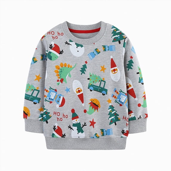 Gerichy Toddler Little Boy Christmas Sweatshirt Kid Xmas Santa Dinosaur Shirt Clothes Long Sleeve Tee Top 1T-7T