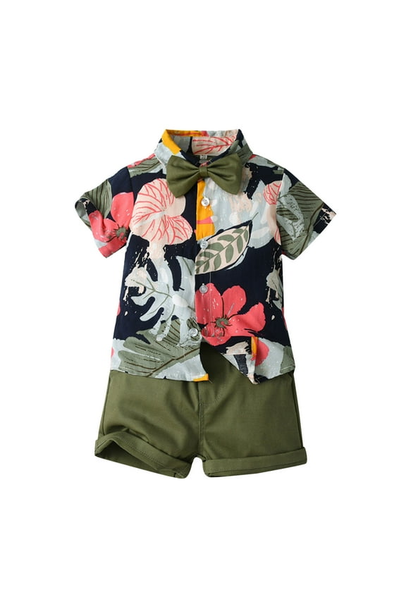 Toddler Outfits for Boys Kids Toddler Baby Boy Easter Outfits Set Bunny Print Shirt with Bow Tie and Shorts 2pcs Suit