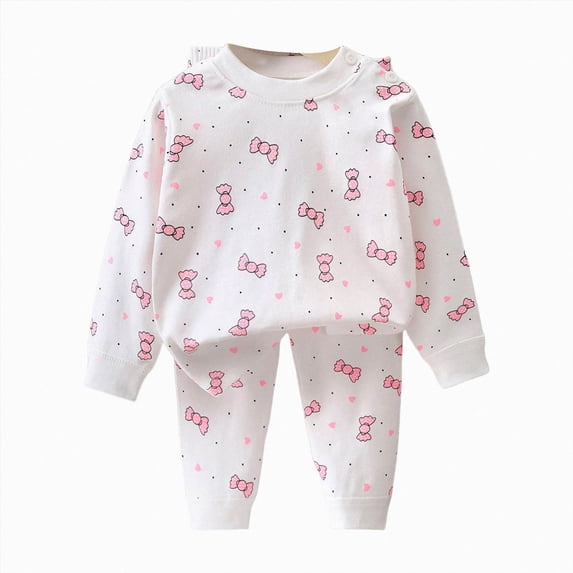 Gerichy Toddlers Girl Cotton Pajamas Set 2 Piece Soft Comfy Cartoon Heart Pjs Long Sleeve Lounge Sleepwear 3M-6T