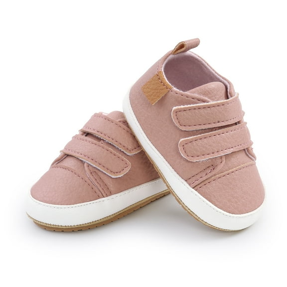 Gerichy Unisex Baby Boys Girls High-Top Ankle Sneakers Toddler Soft Rubber Sole Crib Shoes Girls Sneaker Shoes Soft -Slip Baby Leather Walkers Rubber Boys Sole Baby Shoes