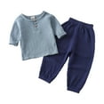 thumbnail image 1 of Gerichy Winter Long Sleeve Sweatshirt Sweatpant Toddler Kids Baby Boy Girl Solid Pullover Long Sleeve Cotton Linen Sweatshirt T Shirt Crewneck Tops Shorts Set Clothes 2 Piece Outfits Set, 1 of 3