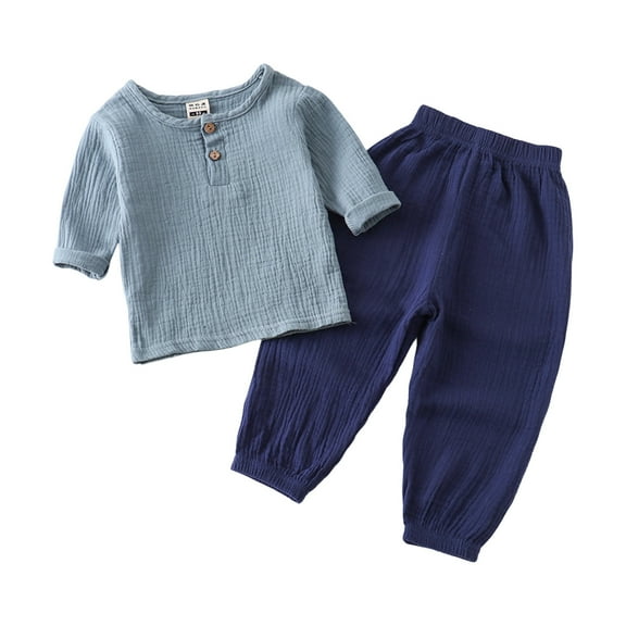 Gerichy Winter Long Sleeve Sweatshirt Sweatpant Toddler Kids Baby Boy Girl Solid Pullover Long Sleeve Cotton Linen Sweatshirt T Shirt Crewneck Tops Shorts Set Clothes 2 Piece Outfits Set