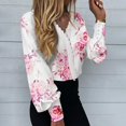 thumbnail image 1 of Gerichy Women Tops Dressy Casual Long Sleeve, Womens V Neck Lace Shirts Puff Sleeve Button Down Casual Floral Stars Print Blouses Tops Elegant Work Office Business Tunics Fall Female, 1 of 4