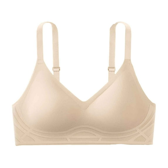 Gerichy Women's Blissful Benefits Underarm-Smoothing with Seamless Stretch Wireless Lightly Lined Comfort Bra Rm3915w Beige,XL