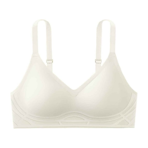 Gerichy Women's Blissful Benefits Underarm-Smoothing with Seamless Stretch Wireless Lightly Lined Comfort Bra Rm3934w White,S