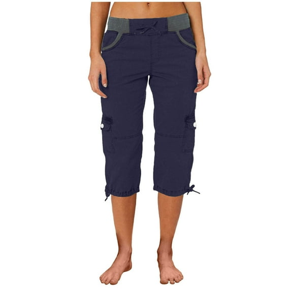 Gerichy Women's Cargo Capris Hiking Lightweight Quick Dry Summer Outdoor Casual Travel Pants with Pockets Women Drawstring Cargo Pants With Pocket Elastic Capri Joggers Outdoor Hiking Pants
