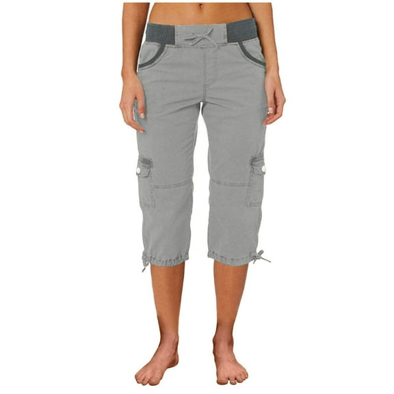 Gerichy Women's Cargo Capris Hiking Lightweight Quick Dry Summer Outdoor Casual Travel Pants with Pockets Women Drawstring Cargo Pants With Pocket Elastic Capri Joggers Outdoor Hiking Pants