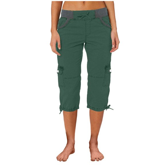 Gerichy Women's Cargo Capris Hiking Lightweight Quick Dry Summer Outdoor Casual Travel Pants with Pockets Women Drawstring Cargo Pants With Pocket Elastic Capri Joggers Outdoor Hiking Pants