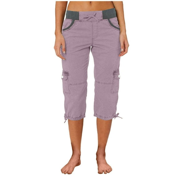 Gerichy Women's Cargo Capris Hiking Lightweight Quick Dry Summer Outdoor Casual Travel Pants with Pockets Women Drawstring Cargo Pants With Pocket Elastic Capri Joggers Outdoor Hiking Pants