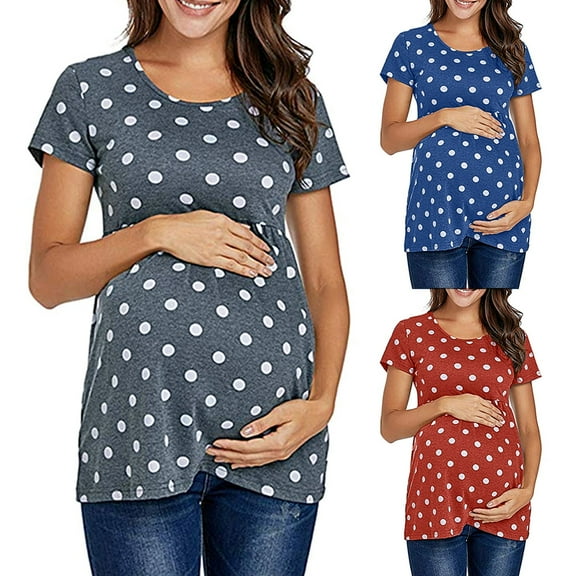 Gerichy Women's Maternity Tops Short Sleeve Side Ruching Round Neck Shirt Pregnant Shirt Maternity Blouse