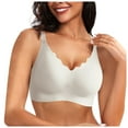 thumbnail image 1 of Gerichy Women's Seamless Bras No Underwire Scalloped Push Up Bras Soft Wireless Comfort Bralettes Full Coverage Everyday Bra White,XL, 1 of 6