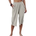 thumbnail image 1 of Gerichy Womens Casual Elastic Waist Solid Color 3/4 Summer Capri Pants Summer Solid Sport Casual Capris, 1 of 5