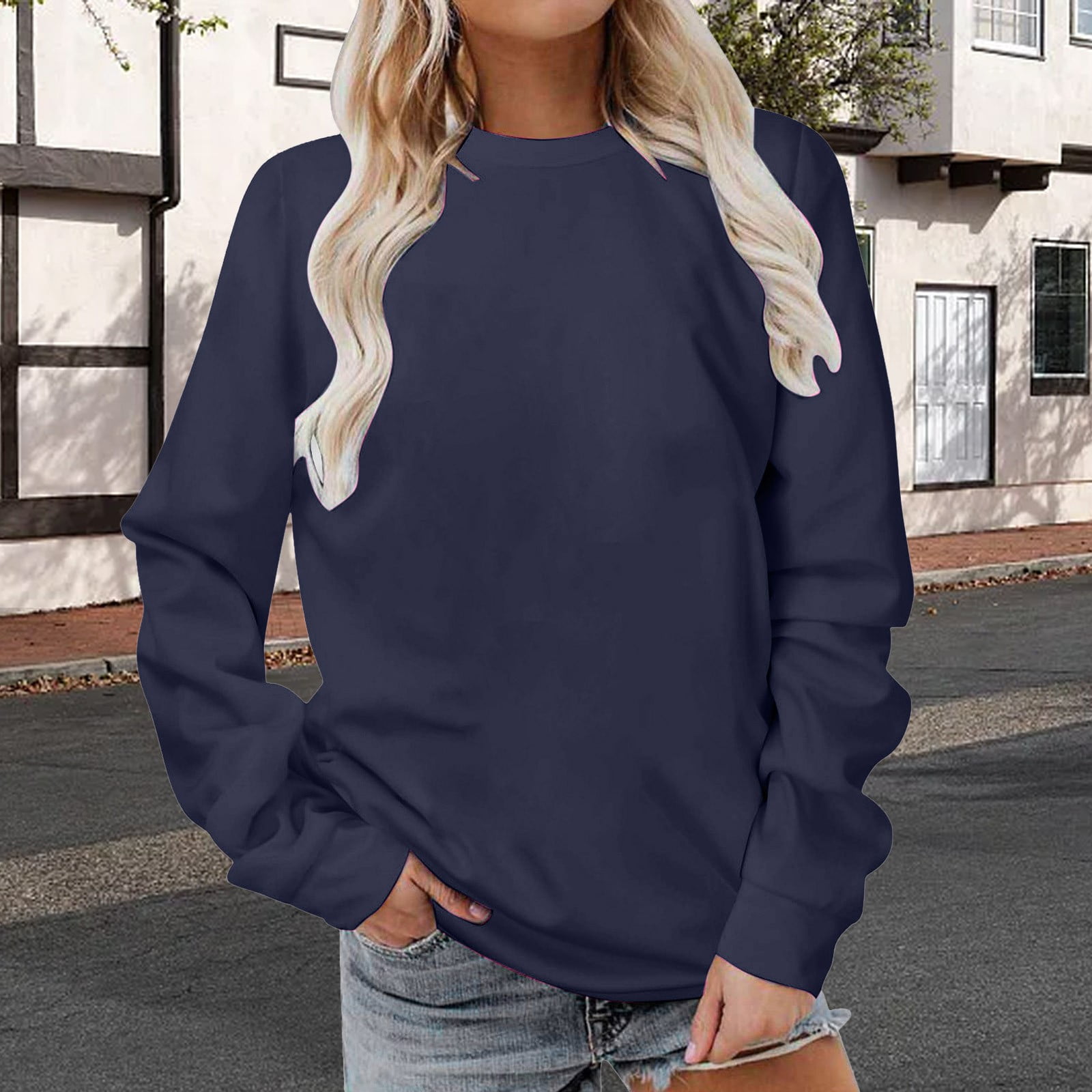 Safuny Men's Sweatshirt Oversized Crew Neck Long Sleeve Comfortable Cozy Casual Daily Wear Coffee L