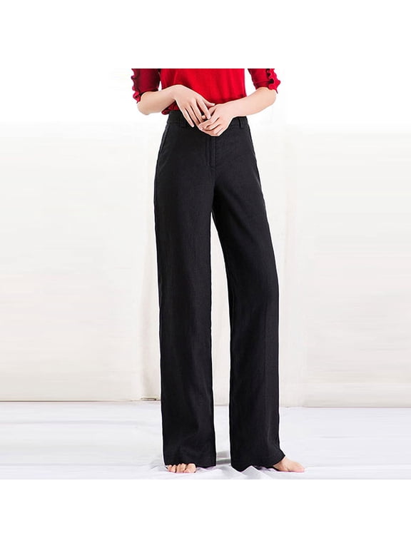 Womens Casual Wide Leg Pants High Waisted Button Down Straight Long Trousers Palazzo Pants Womens Casual High Waisted Wide Leg Pants Button Up Straight Leg Trousers