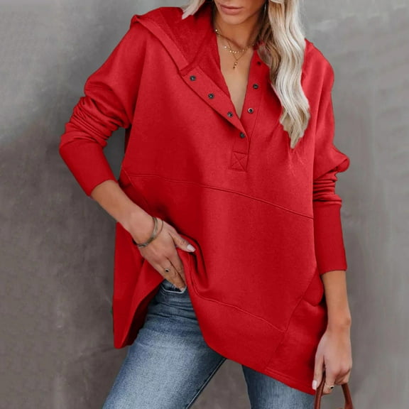 Gerichy Womens Fashion Hoodies Sweatshirts Casual Long Sleeve Button Up Hooded Tops Long Sleeve Color Print Hoodies for Women Long Sleeve Shirts for Women