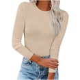 thumbnail image 1 of Gerichy Womens Long Sleeve Blouse Women's Fall Fashion Long Sleeve Stretch Slim Fitted T-Shirt Blouse Solid Basic Tops Hoodies for Women Long Sleeve Shirts for Women, 1 of 4