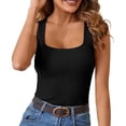 thumbnail image 1 of Gerichy Womens Summer Tops, Women Sleeveless Tops Summer Knit Tank Casual Ribbed Square Neck Blouse Basic Tanks Trendy Solid Color Tee, 1 of 6