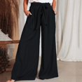 thumbnail image 1 of Gerichy Womens Wide Leg Lounge Pants with Pockets High Waisted Adjustable Tie Knot Loose Casual Trousers Dress Work Pants Solid Color Pants Baggy Elastic Waist Trouser Fashion High Straight Pant, 1 of 4