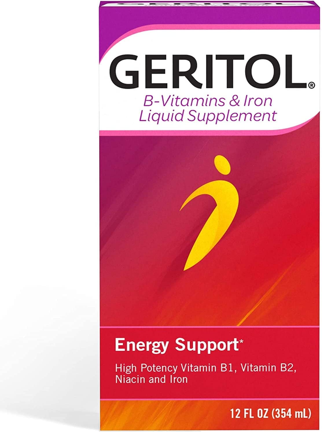Geritol Liquid Energy Support, High Potency BVitamin & Iron Liquid Supplement, 12 Fl Oz (Pack