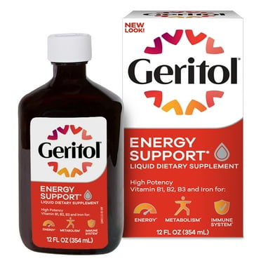 Geritol, Liquid Vitamin and Iron Supplement, Energy Support, Contains High Potency B-Vitamins and Iron, Pleasant Tasting, Easy to Swallow, No Artificial Sweeteners, Non-GMO, 12 Oz