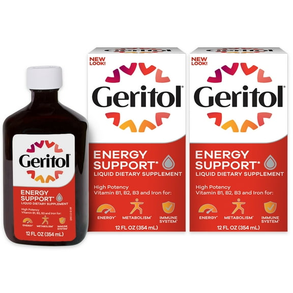 Geritol, Liquid Vitamin and Iron Supplement, Energy Support, Contains High Potency B-Vitamins, 12 oz, 2 Count
