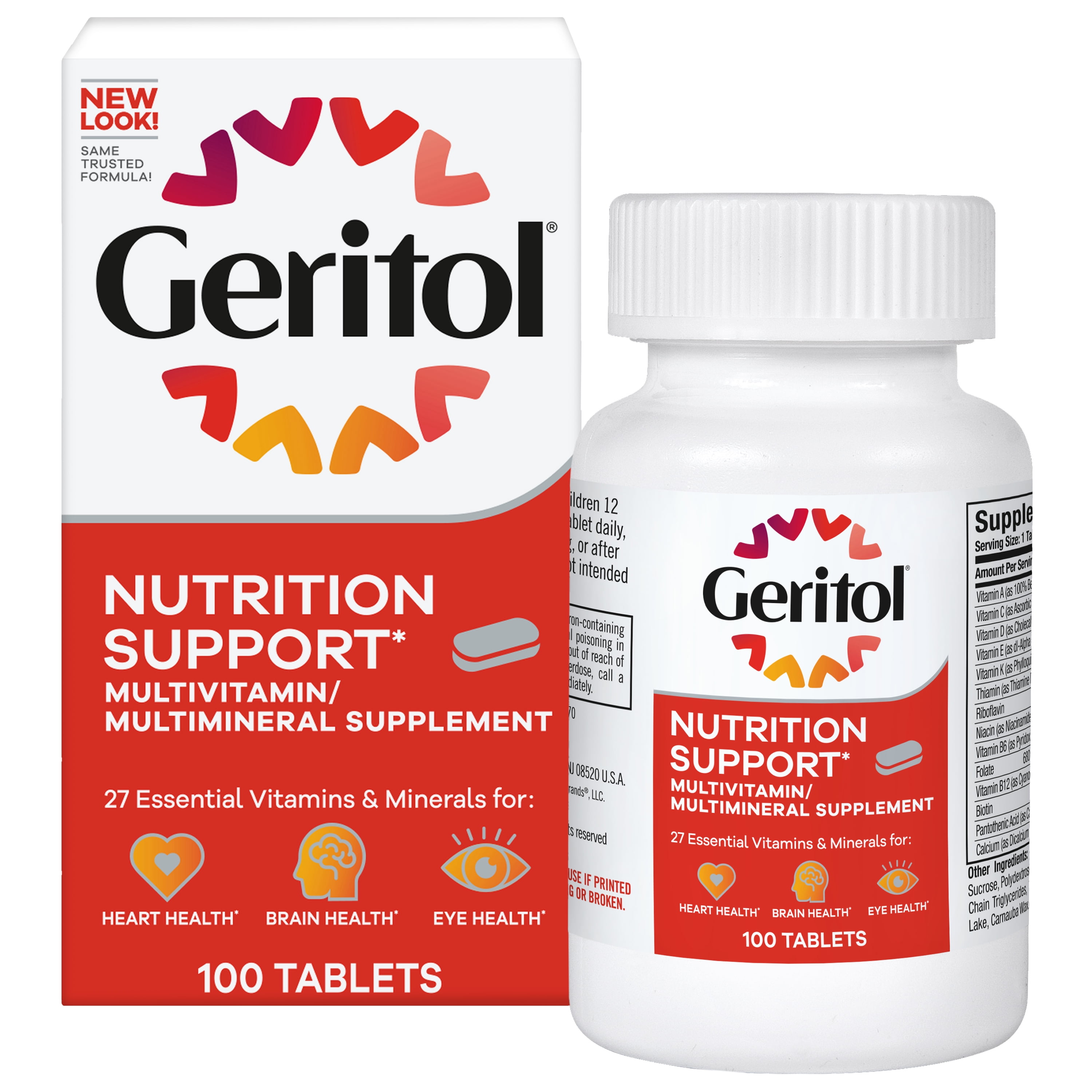 Geritol (1Pk, 100Ct) Multivitamin Supplement, 27 Essential Vitamins & Minerals
