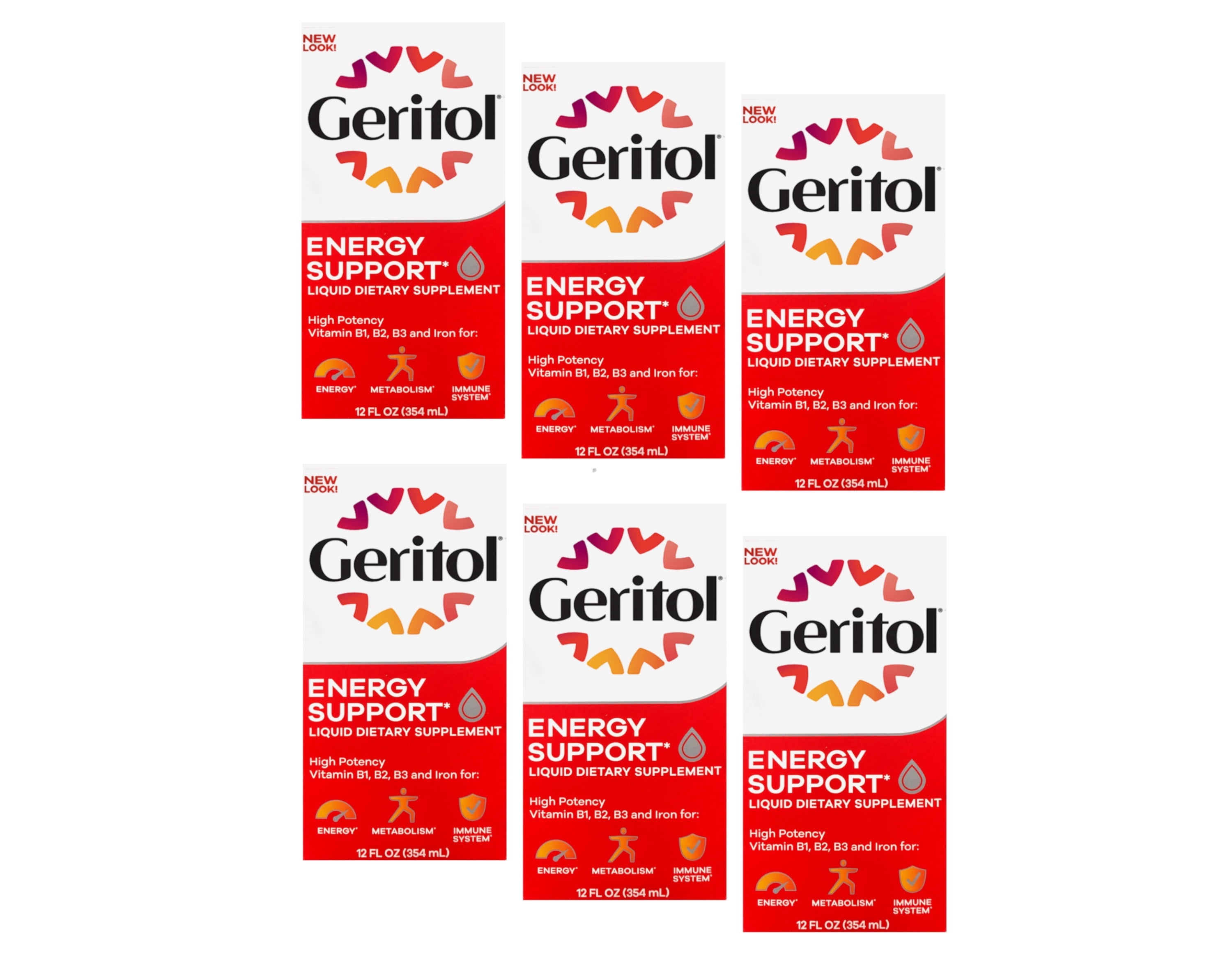 Geritol With Ferrex Tonic, High Potency Vitamin And Iron Supplement - 12 oz, 6 Pack