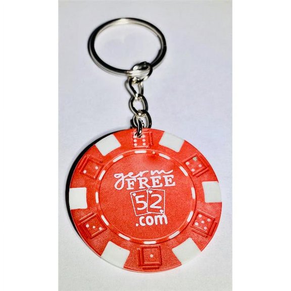 Germ Free Games CHIP-3479 Casino Chip Las Vegas Style Key Chain, Red