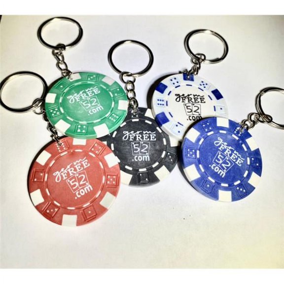 Germ Free Games Chips3474 Casino Chip Las Vegas Style Key Chain, Muti Color