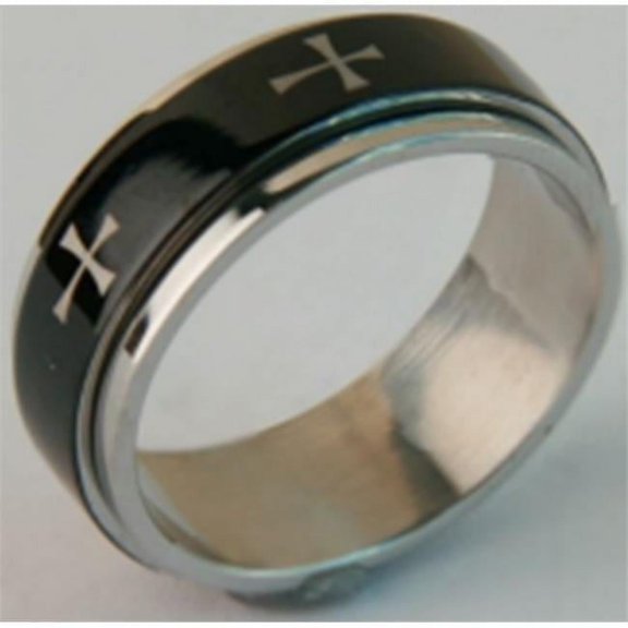 Germ Free Games MESR113-12 Jewelry Silver & Black Ring with Crosses - Size 12
