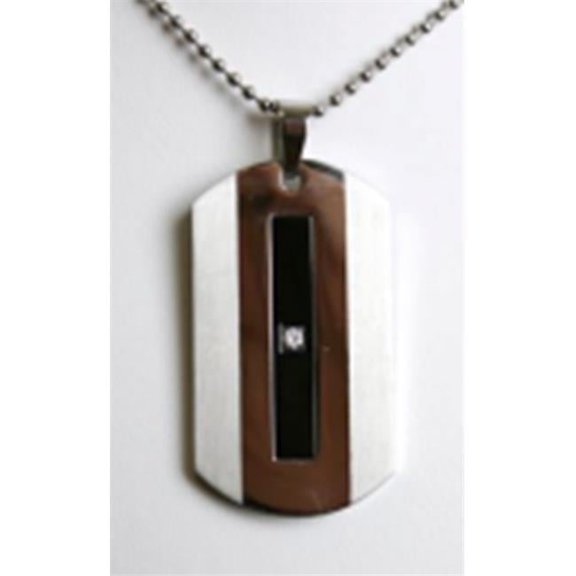 Germ Free Games SSPEND1288-22-KC-MEI Jewelry Silver Tag with Wood