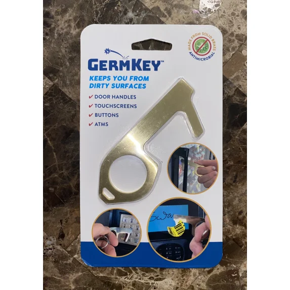 Germ Key Antimicrobial Door Opener Elevator Button No-Touch Brass Contactless