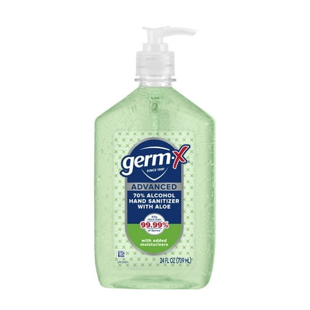 Germ-X Advanced Gel Hand Sanitizer with Aloe with Pump, Aloe Scent, 24 fl oz