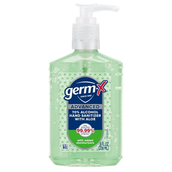 Germ-X Advanced Gel Hand Sanitizer with Aloe with Pump, 8 fl oz