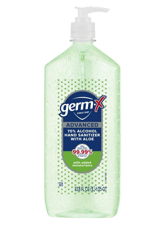 Germ-X Advanced Hand Sanitizer with Aloe, Bottle of Hand Sanitizer, 33.8 fl oz