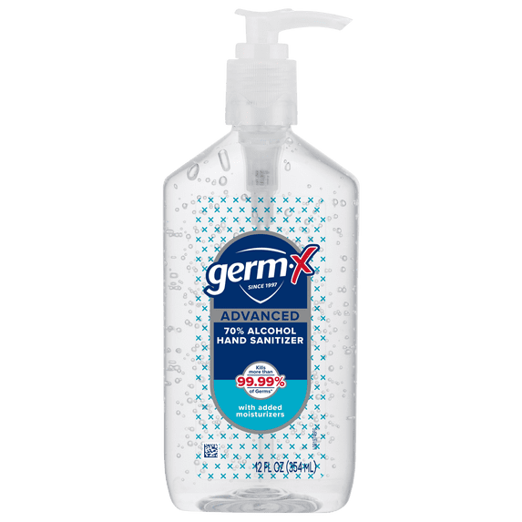 Germ-X Advanced Hand Sanitizer with Pump, Alcohol & Moisturizers, Original Fresh Scent, 12 fl oz.