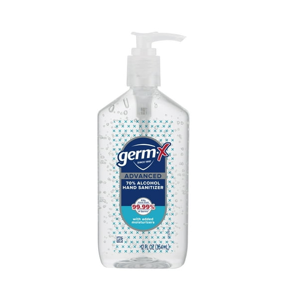 Germ-X Advanced Hand Sanitizer with Pump, Alcohol & Moisturizers, Original Fresh Scent, 12 fl oz.