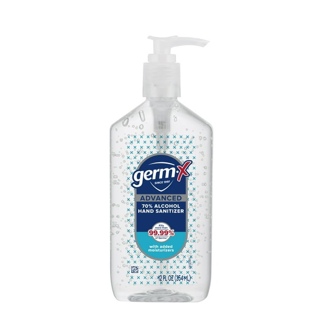Germ-X® Advanced Hand Sanitizer with Pump, Bottle of Hand Sanitizer, Original Scent, 12 fl oz