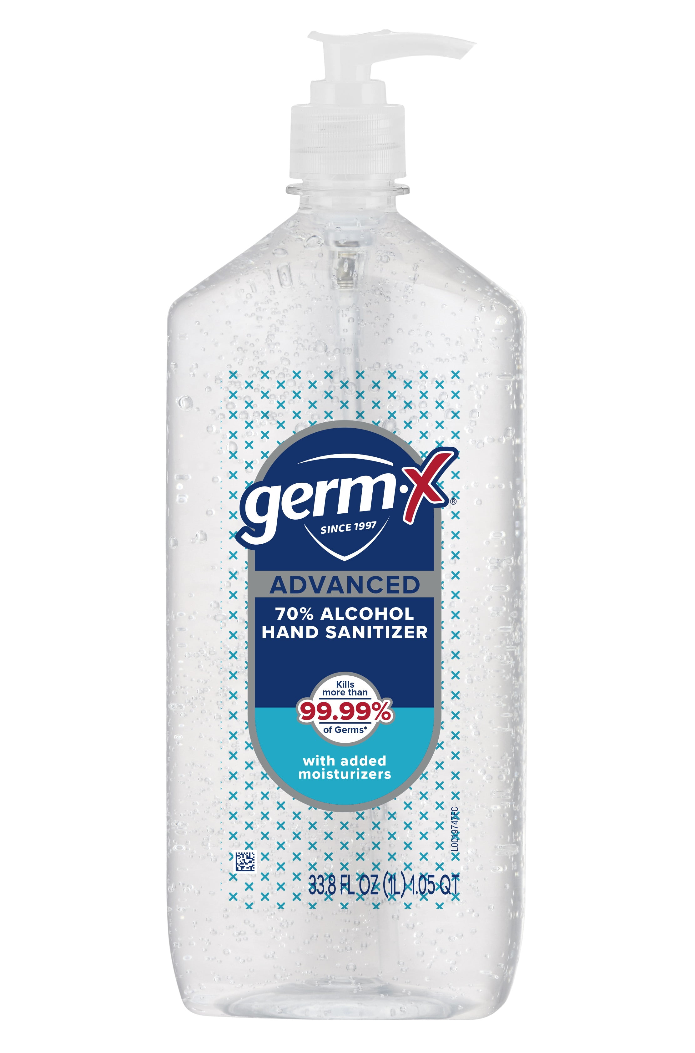 Germ-X Advanced Hand Sanitizer with Pump, Alcohol & Moisturizers, Original Fresh Scent, 33.8 fl oz.