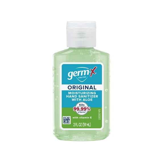 Germ-X Hand Sanitizer with Aloe & Vitamin E, Scented, Travel Size Hand Sanitizer Bottle, 2 fl oz