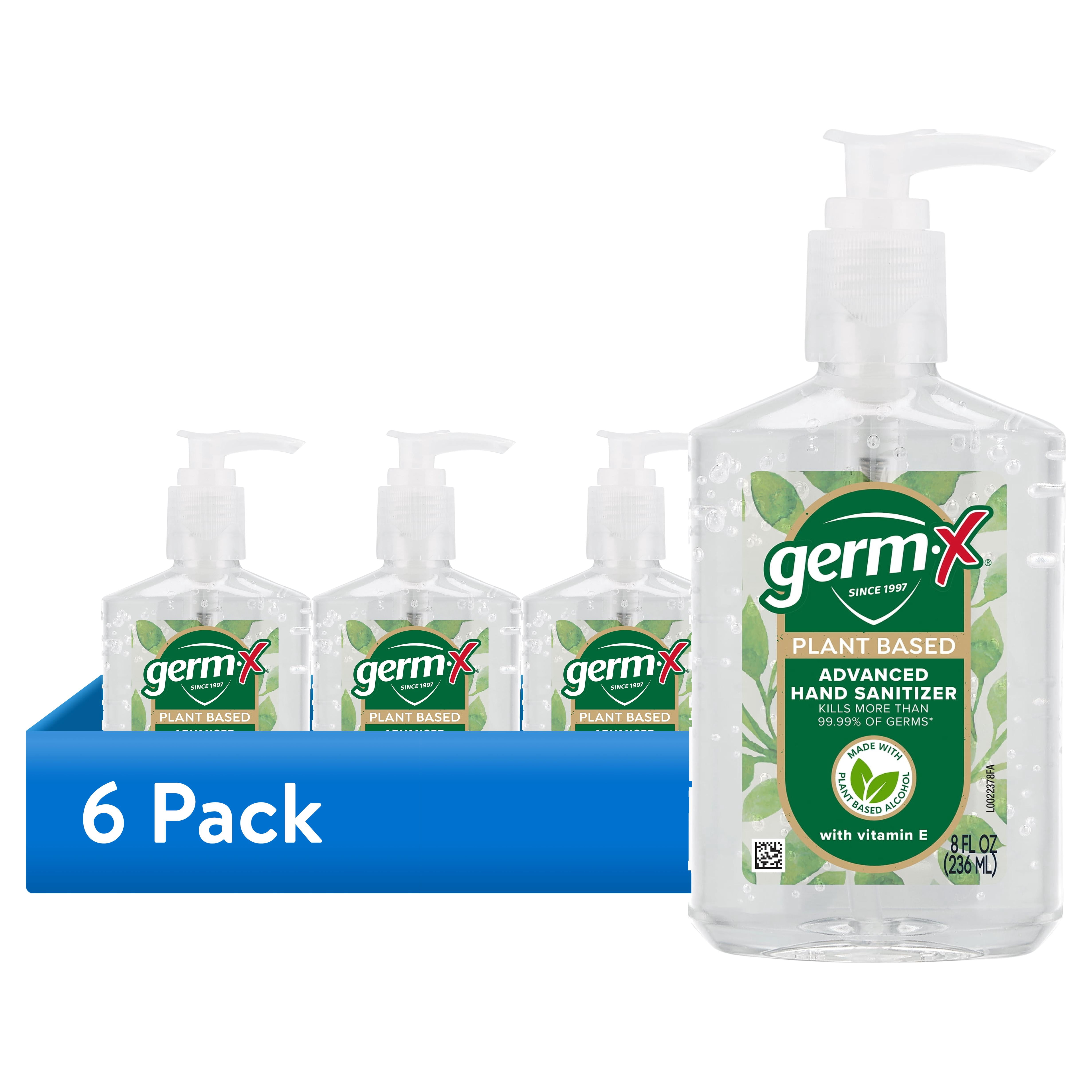 (6 pack) Germ-X Subtle Green Apple Scented Hand Sanitizer, Vitamin E & Plant-Based Alcohol, {8 fl oz}