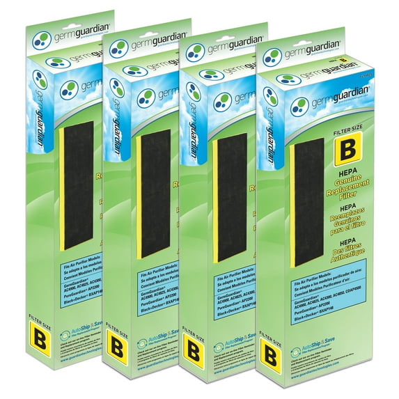 GermGuardian Air Purifier Replacement Filter B, FLT48254PK, HEPA Pure, 4 Pack, AC4300, AC4900, AC4800