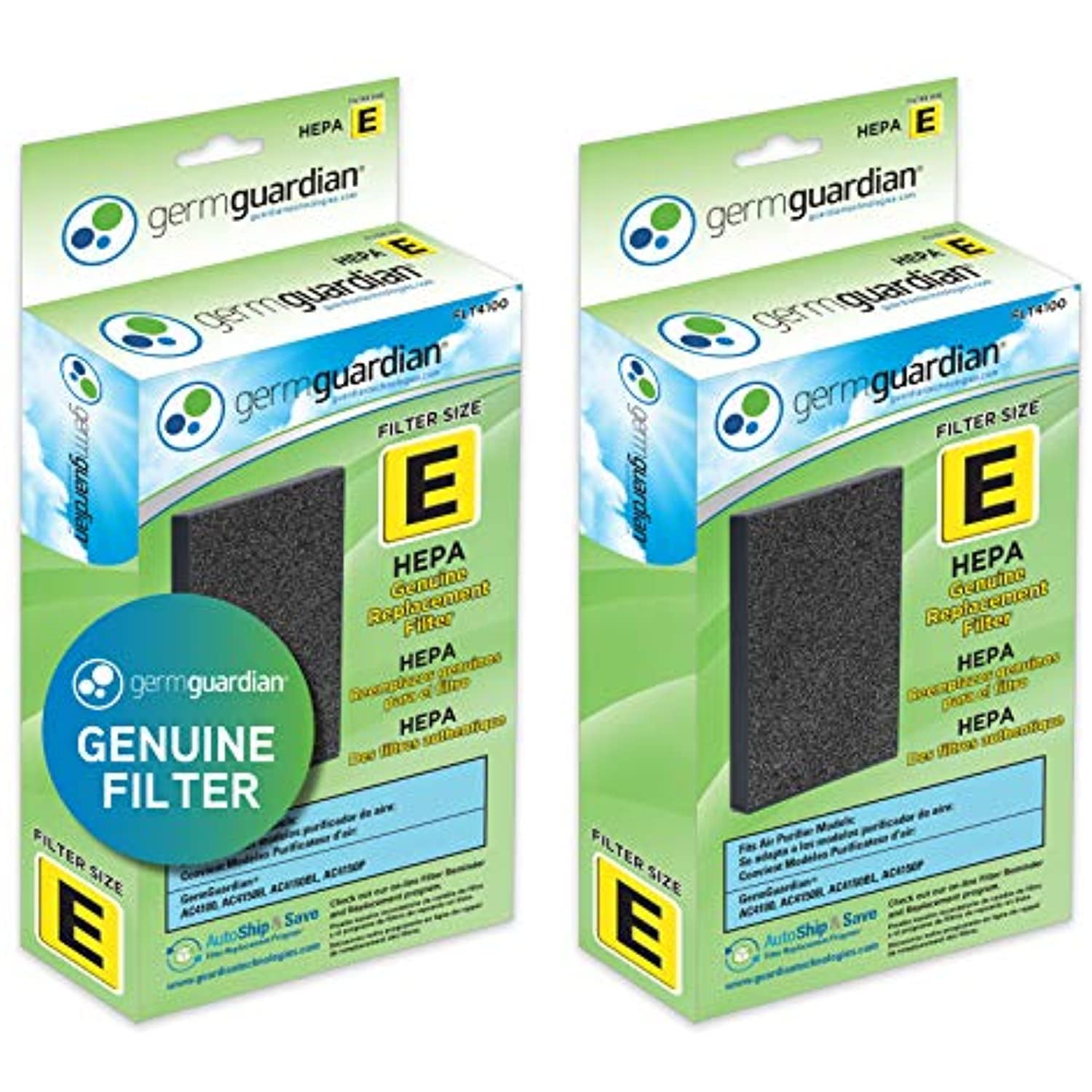 GermGuardian HEPA Pure Replacement Filter E for AC4100, 2-Pack